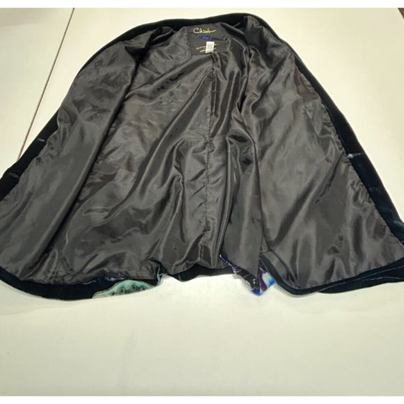 Chicos Jacket Large 2 Blue Butterfly Velvet Silk Blend Anniversary Collection - Picture 7 of 14